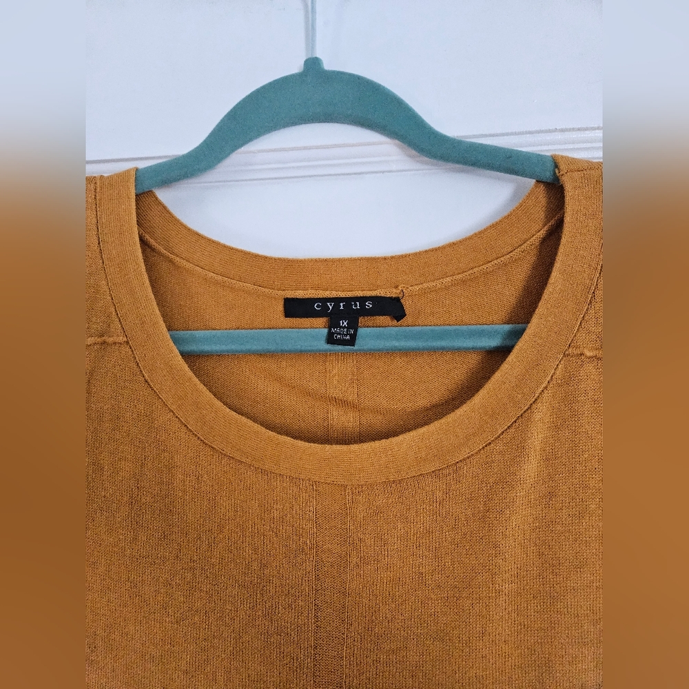 Cyrus Mustard/Orange Crew Neck 3/4 Blouse - Picture 3 of 5